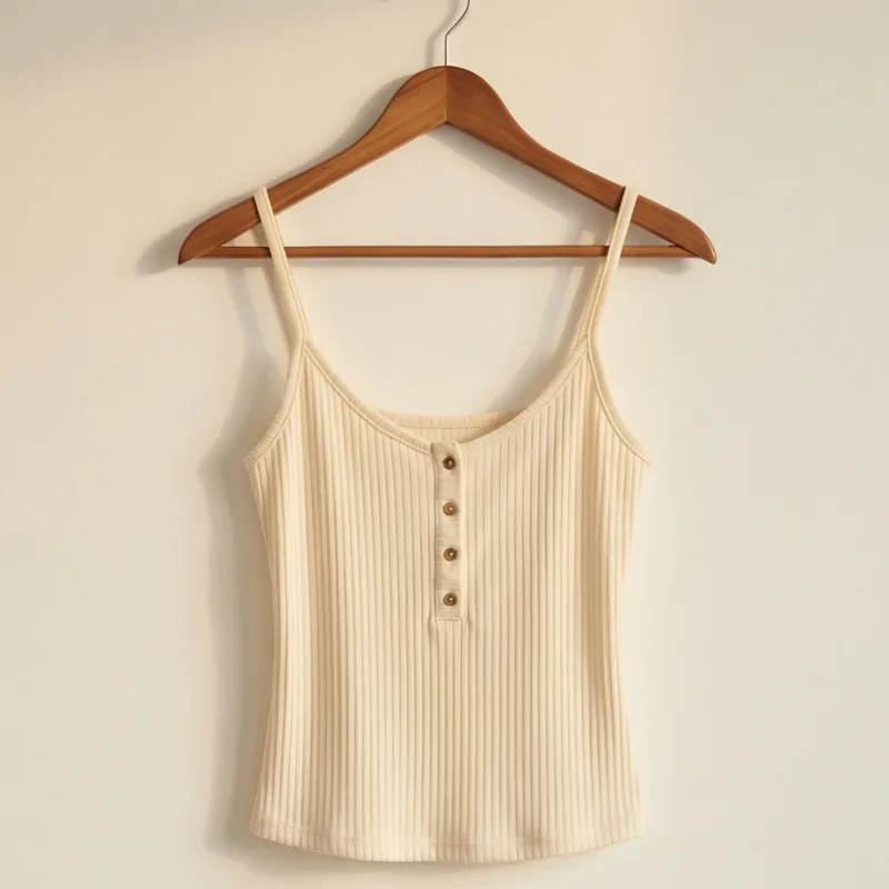 🤍 Top Ribbed Nude Button