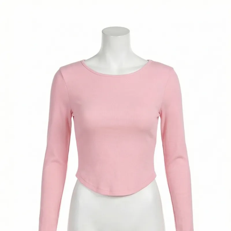 💗 TOP ROSA MANGA LARGA