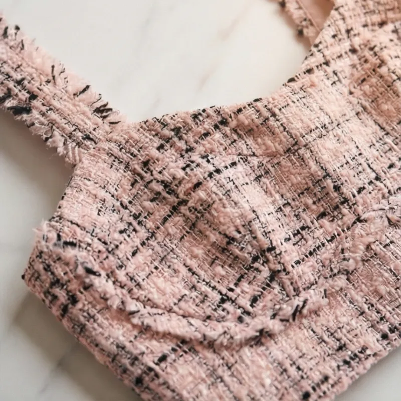 Top Tweed Rosado Chic