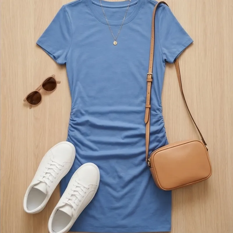 💙 Vestido azul casual ajustado