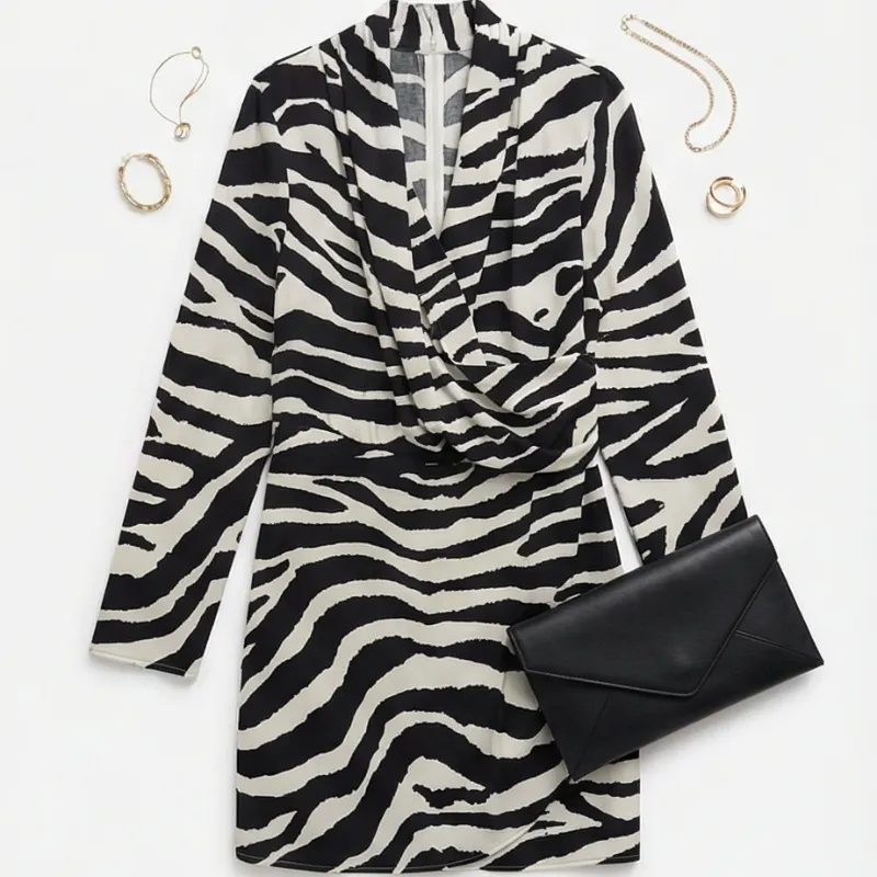 🖤 Vestido cebra elegante