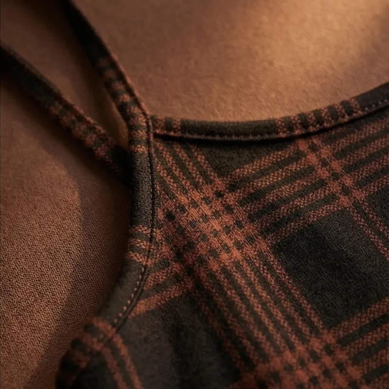 🤎 Vestido cuadros marrón