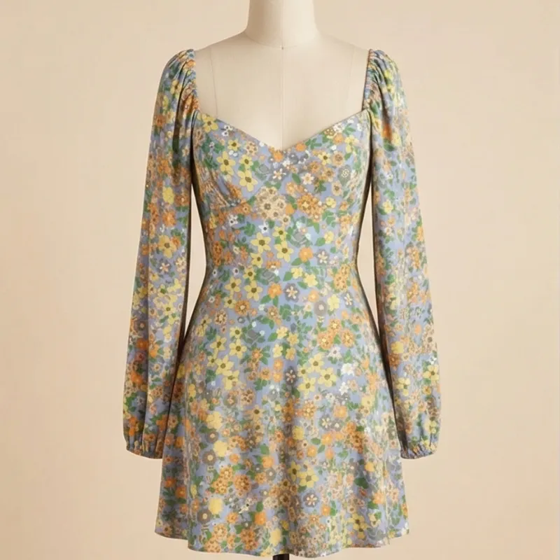 🌼 Vestido floral manga larga