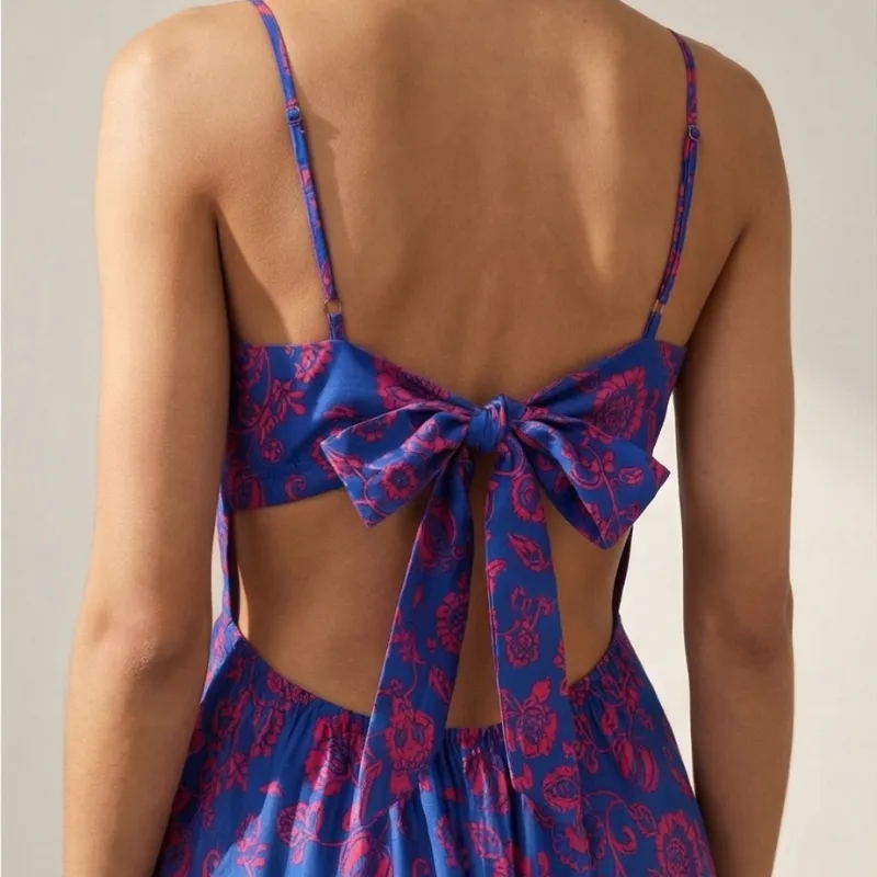 💙 Vestido largo azul estampado