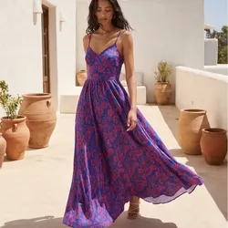 💙 Vestido largo azul estampado