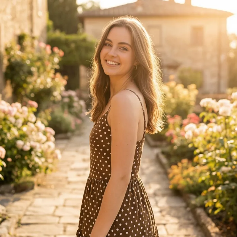 🤎 Vestido marrón con lunares