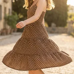 🤎 Vestido marrón con lunares