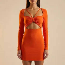 🔥 Vestido naranja cut-out
