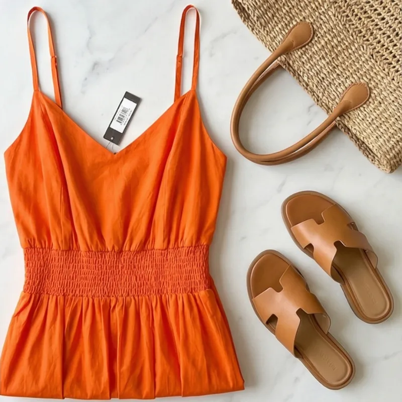 🧡 Vestido naranja largo
