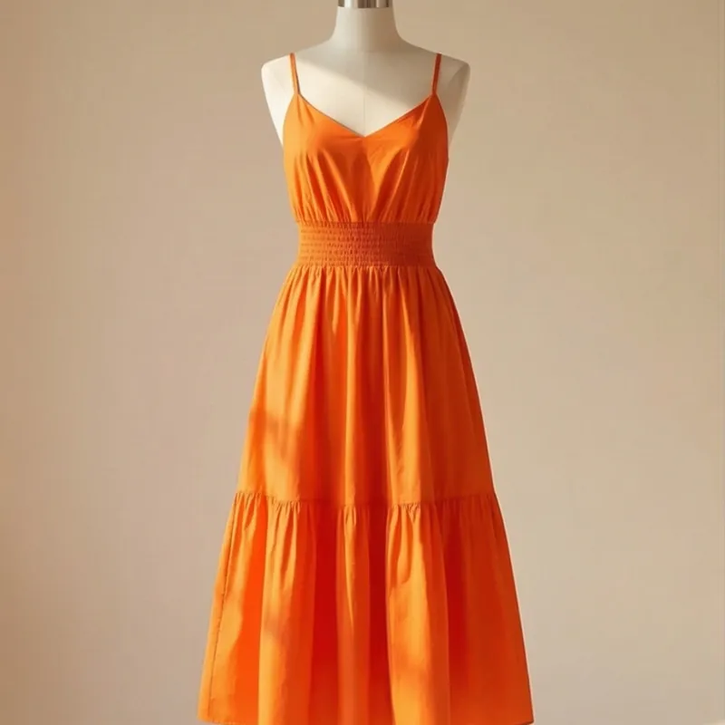 🧡 Vestido naranja largo