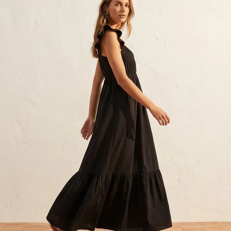 🖤 Vestido negro largo casual