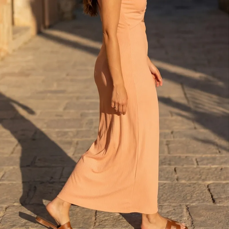 🤎 Vestido nude largo