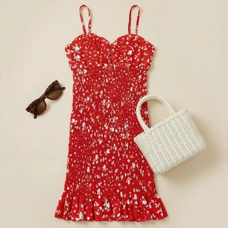❤️ Vestido rojo floral