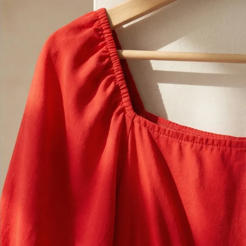 ❤️ Vestido rojo manga corta