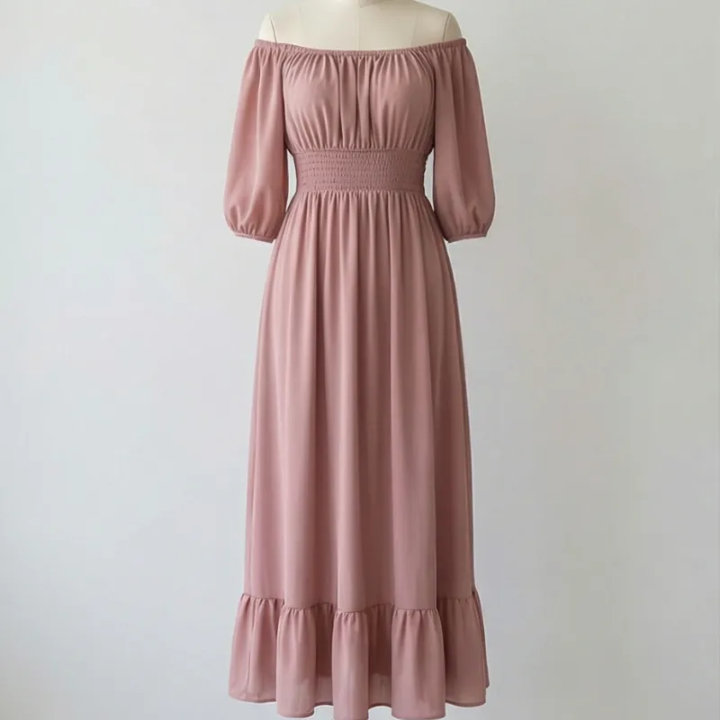 💗 Vestido rosado largo