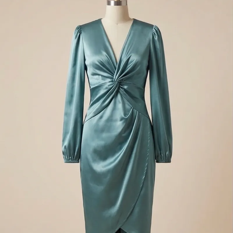 💙 Vestido satinado azul elegante