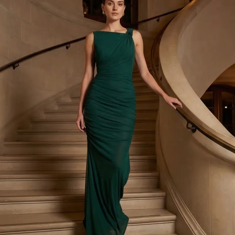 💚 Vestido verde largo elegante