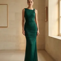 💚 Vestido verde largo elegante