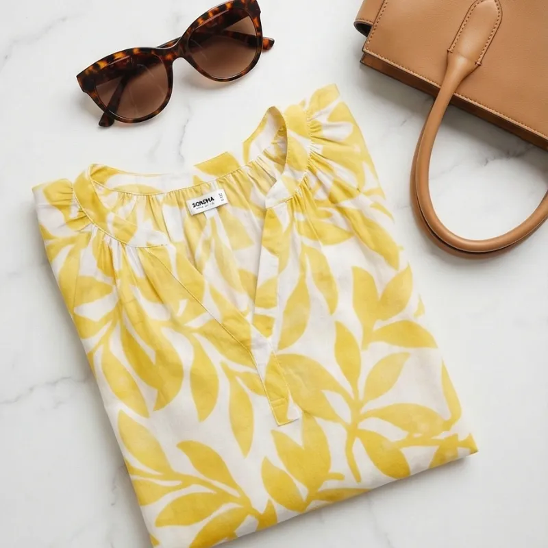 💛 Yellow Printed Blouse