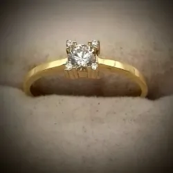 Anillo 10k Con Circon Blanco Redondo y Aeo Liso talla 7-1/2