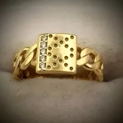 Anillo 10k Corrugado Forma Eslabón Cadena talla 6