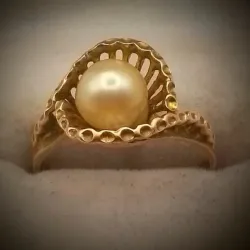 Anillo 10k Exclusivo Oro Rosa Con Perla Talla 7-1/2