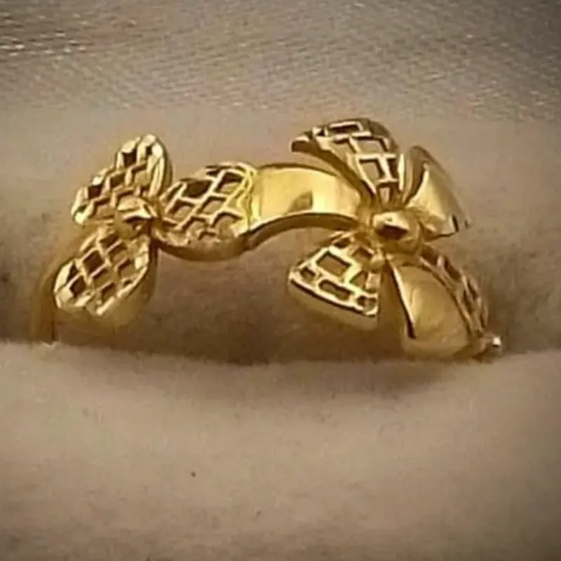 Anillo Original 10k Con flores en Relieve y otra Calada talla 5-1/2
