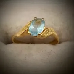 Anillo Original 14K Con Agua Marina Exclusivo es talla 6 -1/4