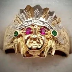 Anillo Original 14K Con Indio en Relieve combinado en oro Blanco y Amarillo es talla 10