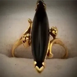 Anillo Original 14K de coral negro es talla 8-1/2