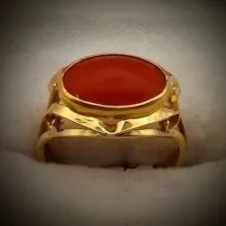 Anillo Original 14K de coral rojo es talla 7