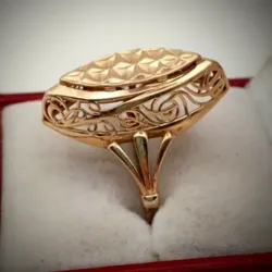 Anillo Original 14K estilo Almendra Con Volumen de Oro Rosa es talla 9-1/4