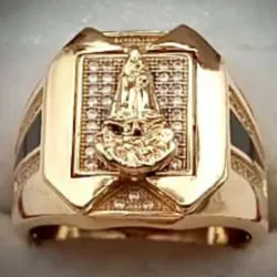 Anillo Original 14K Exclusivo Con Vírgen de la Caridad en Relieve es talla 8-3/4