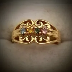 Anillo Original 14K Volumen Tejido Con Gemas Naturales es talla 8