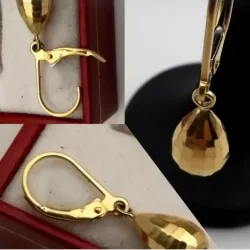 Aretes originales 10K colgante en forma de gota de agua posee cierre romano