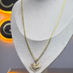Cadena Cuban Link 10k Dije De Corazón 14k