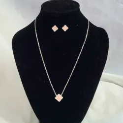 Conjunto Trébol Rosa Cuarzo 
