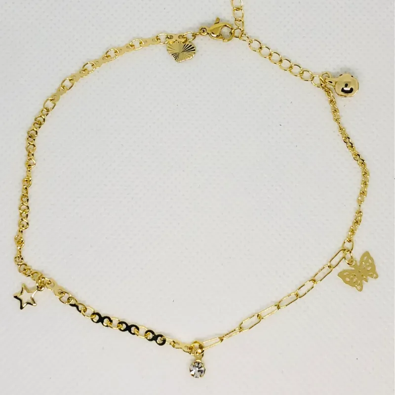 Tobillera laminada 14k