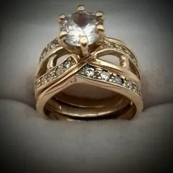 Anillo Compromiso Doble Que Encaja Con Volumen Exclusivo 10K