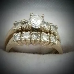 Anillo de compromiso mujer doble oro blanco 14K