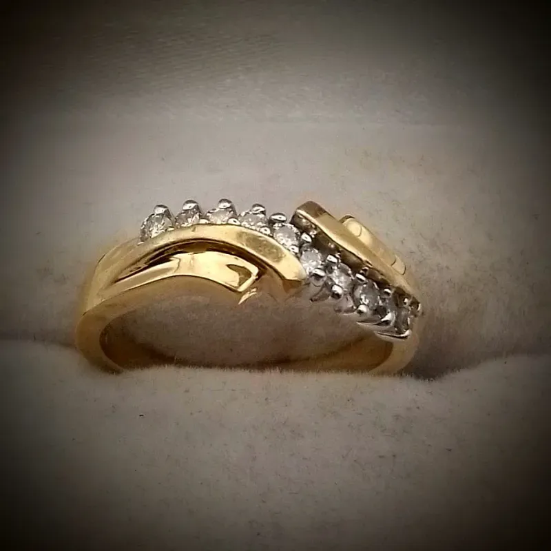 Anillo De Joyería En Forma de Ola con Brillantes