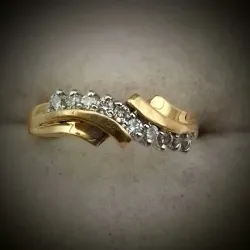 Anillo De Joyería En Forma de Ola con Brillantes