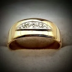 Anillo Estilo Alianza Con Brillantes Macizo 14K