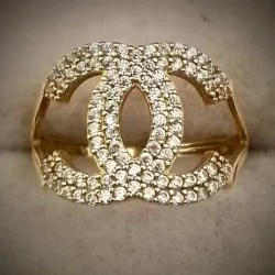 Anillo Exclusivo Chanel con Circones Blancos Redondos