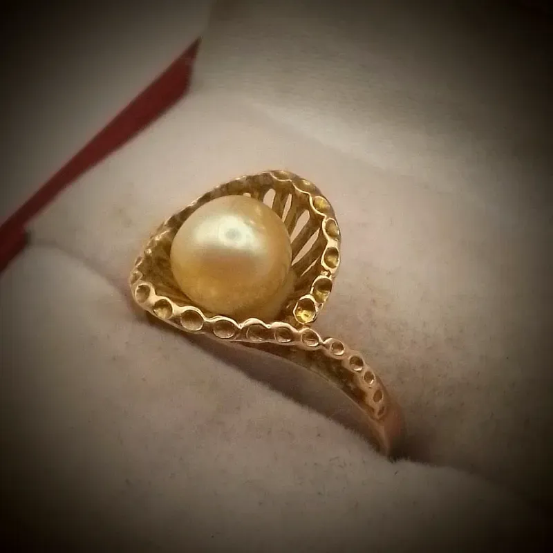 Anillo Exclusivo Oro Rosa Con Perla