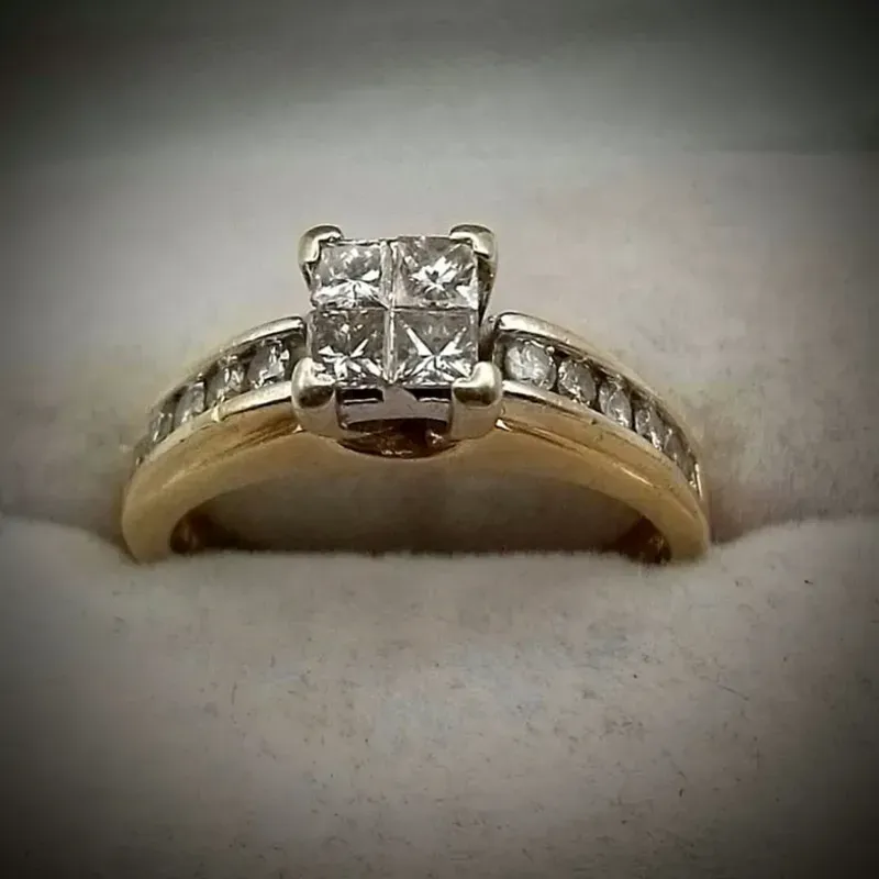 Anillo Joyería Compromiso Con Diamantes 0.75ct 14K