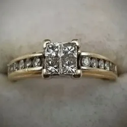 Anillo Joyería Compromiso Con Diamantes 0.75ct 14K