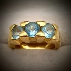 Anillo Macizo Con 3 Agua Marina