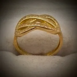 Anillo Nuevo Forma de Hojas Entrelazadas Con Circones