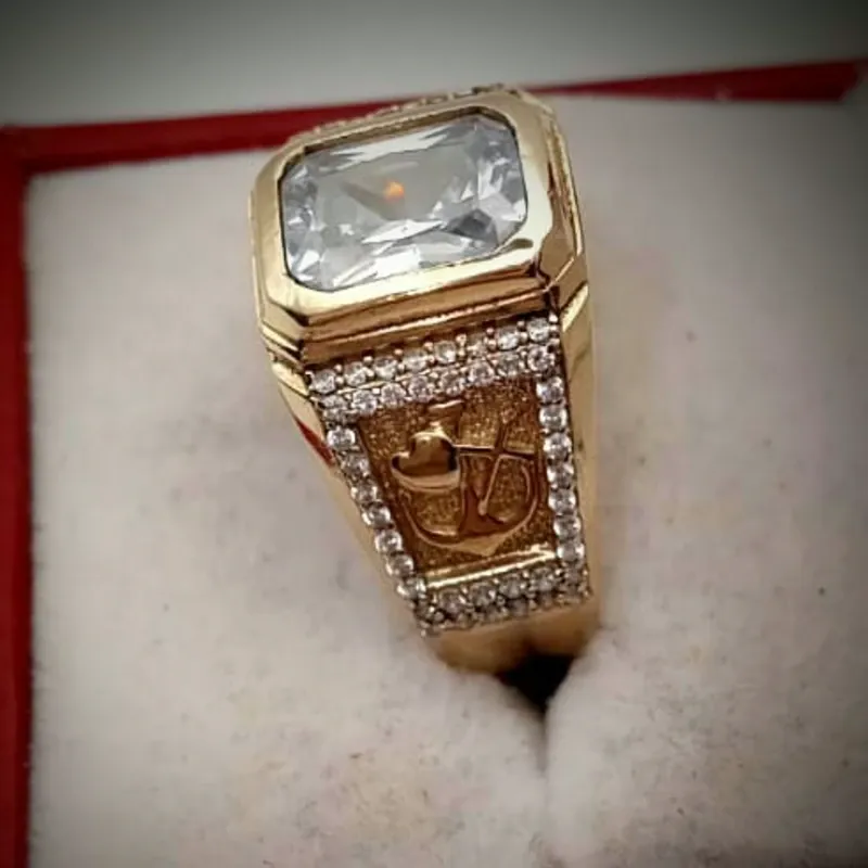 Anillo Original 10K Con Gema Blanca Exclusivo